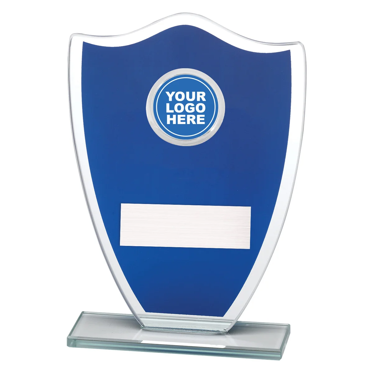 Blue blue shield with glass construction