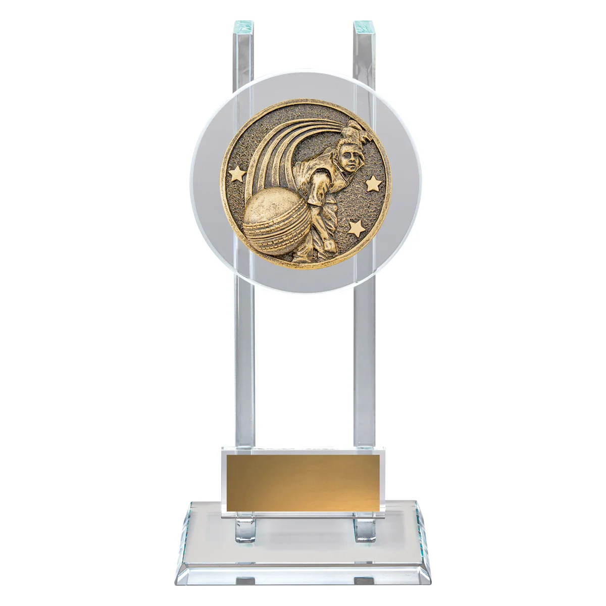 Gold bowling spartan glass with glass construction
