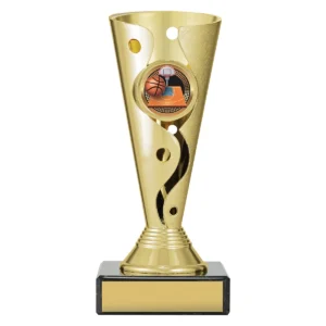 Gold carnival cup - basketball with plastic / marble construction