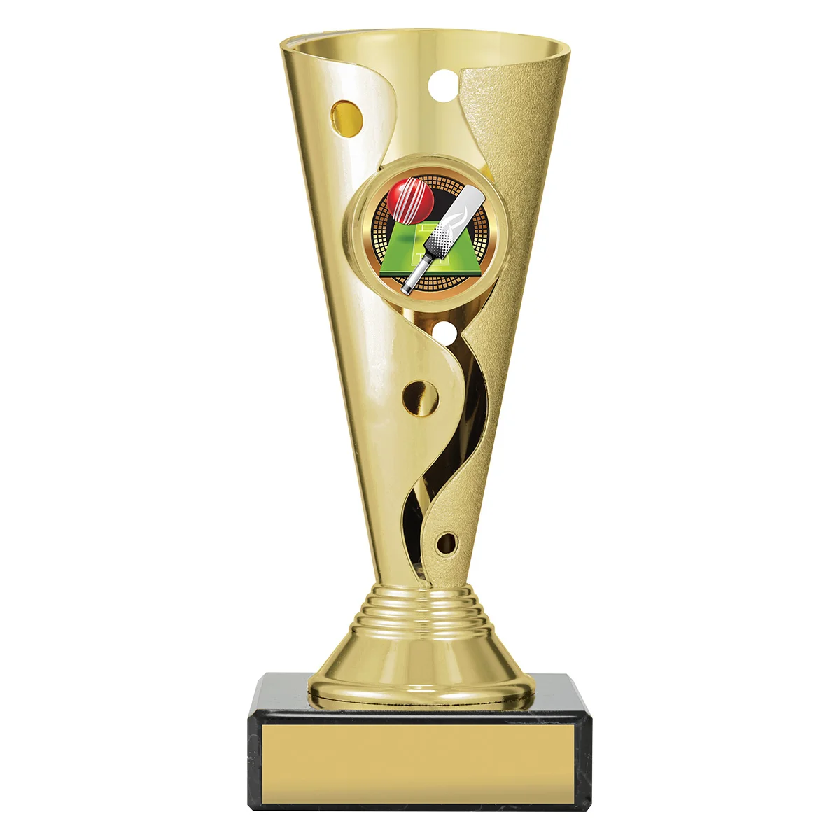 Gold carnival cup - cricket with plastic / marble construction