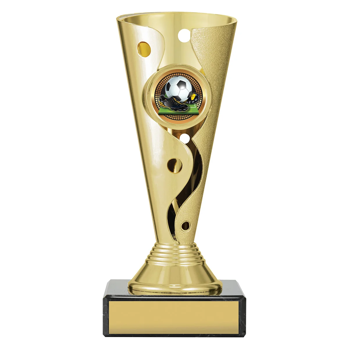 Gold carnival cup - football with plastic / marble construction