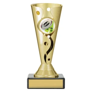 Gold carnival cup - tag with plastic / marble construction
