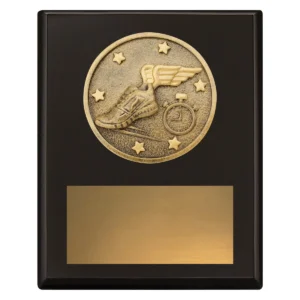 Black challenge plaque - athletics with timber construction