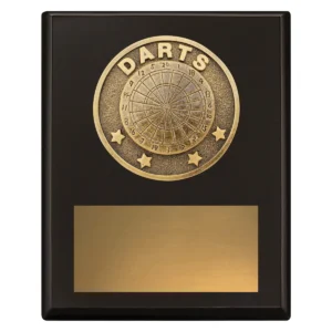 Black challenge plaque - darts with timber construction