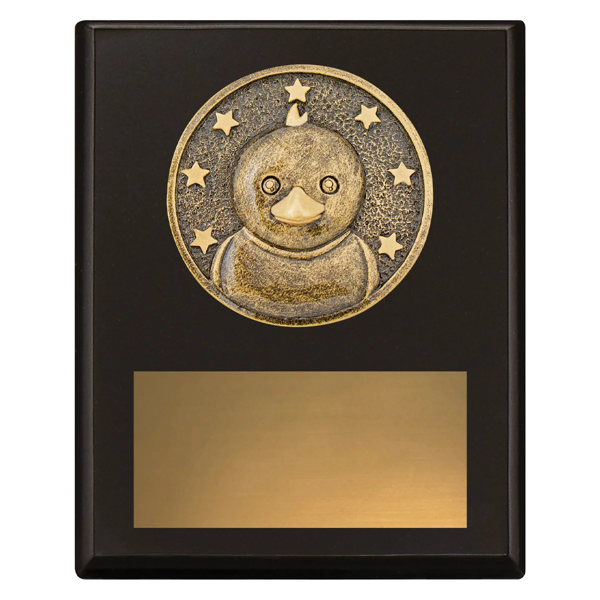Black challenge plaque - duck with timber construction