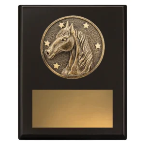 Black challenge plaque - horse with timber construction