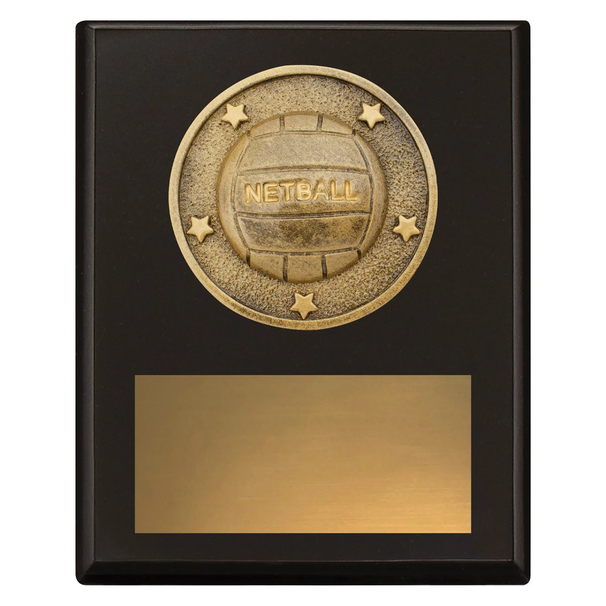 Black challenge plaque - netball with timber construction