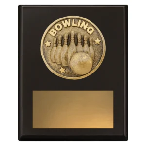 Black challenge plaque - tenpin with timber construction
