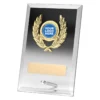 Clear plaque with glass construction