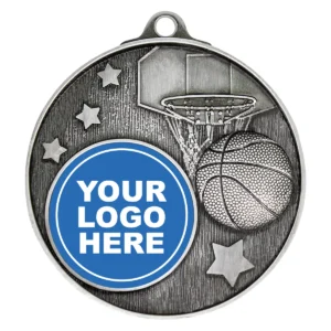 Silver club medal - basketball with metal construction