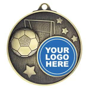 Gold club medal - football with metal construction