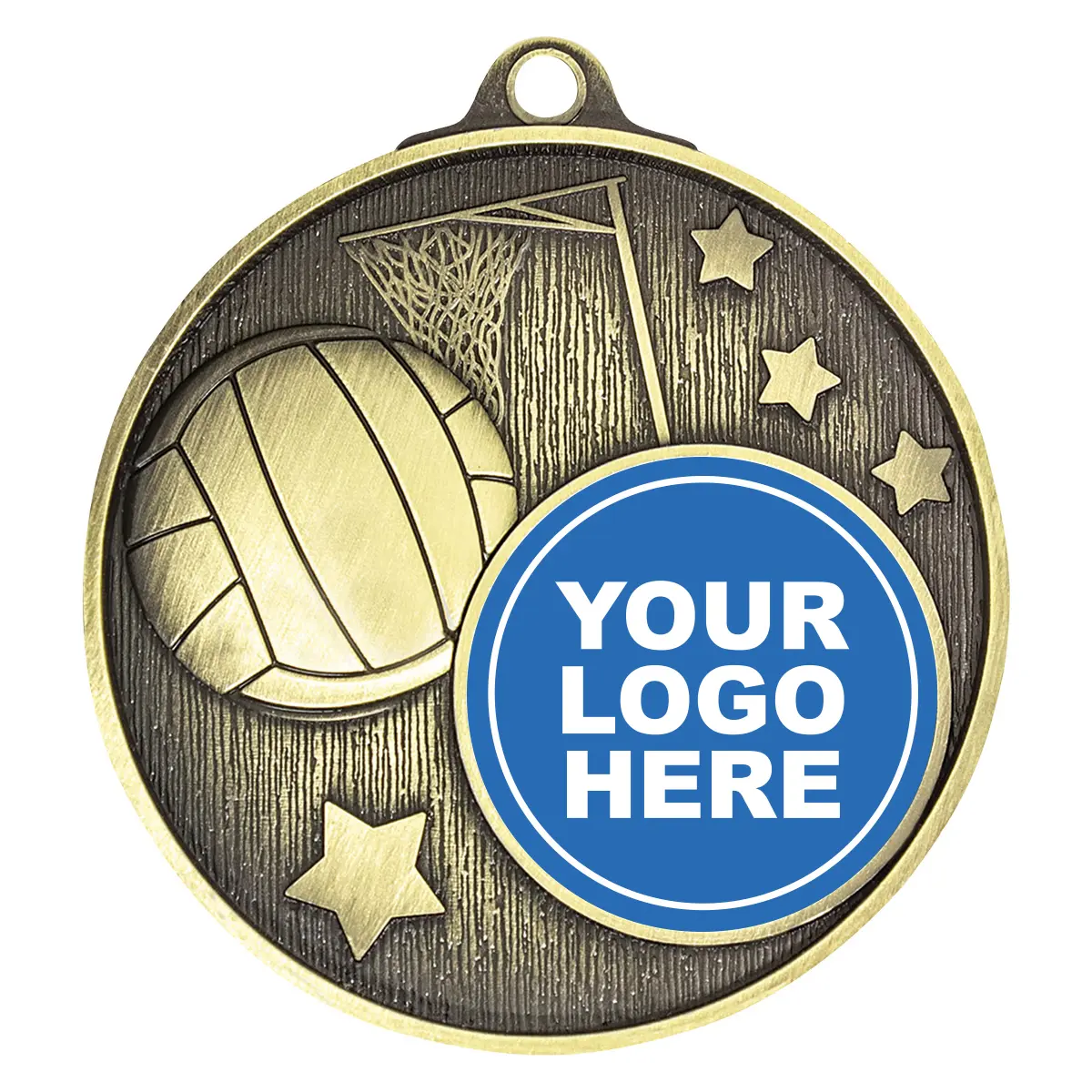 Gold club medal - netball with metal construction
