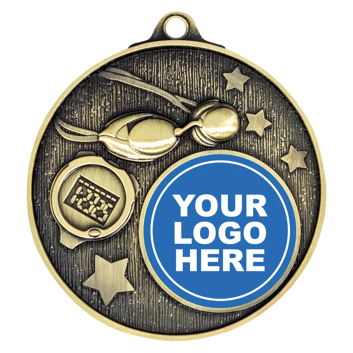 Gold club medal - swimming with metal construction