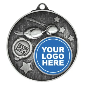 Silver club medal - swimming with metal construction