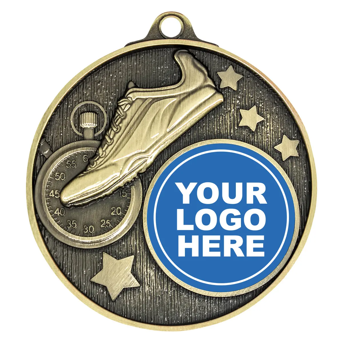 Gold club medal - track with metal construction