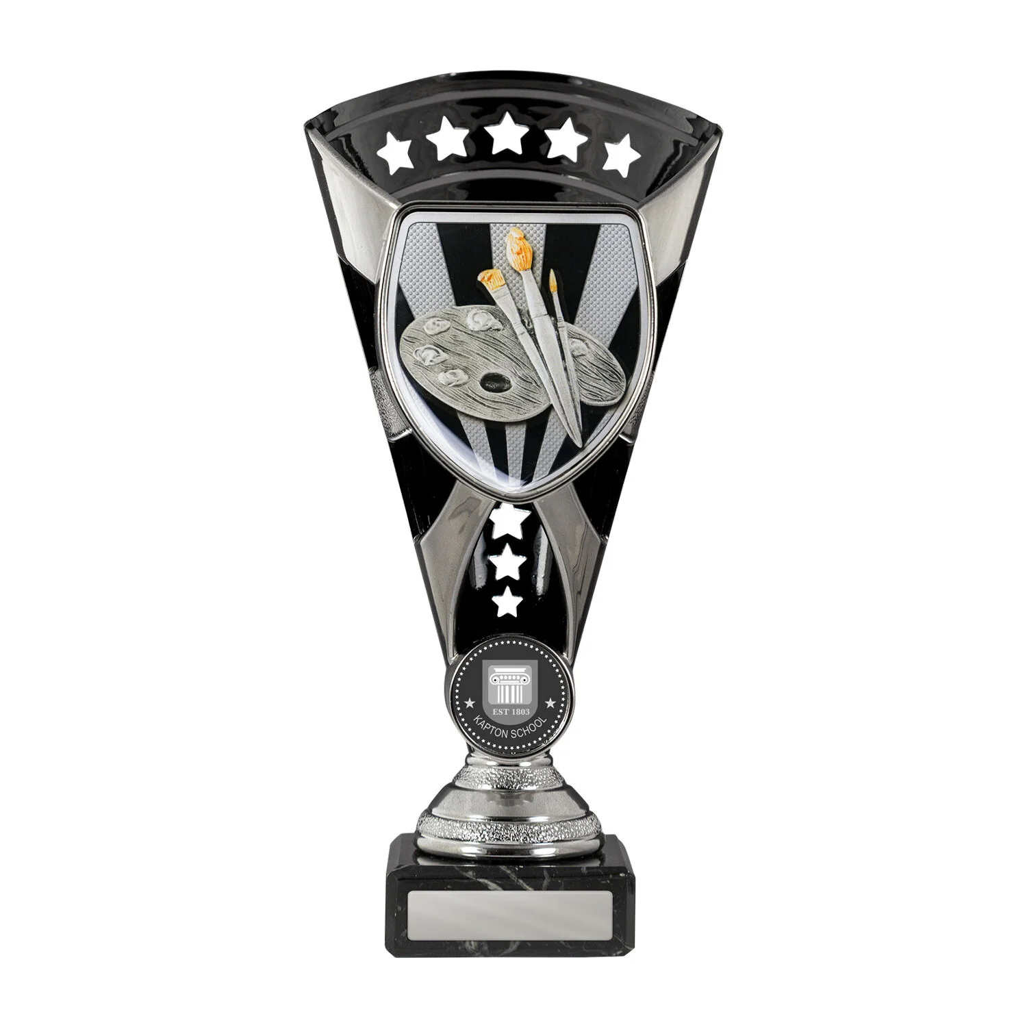 Gunmetal / black cobra cup-art with plastic / marble construction