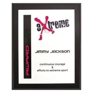 Black colour plaque - gloss white with timber construction