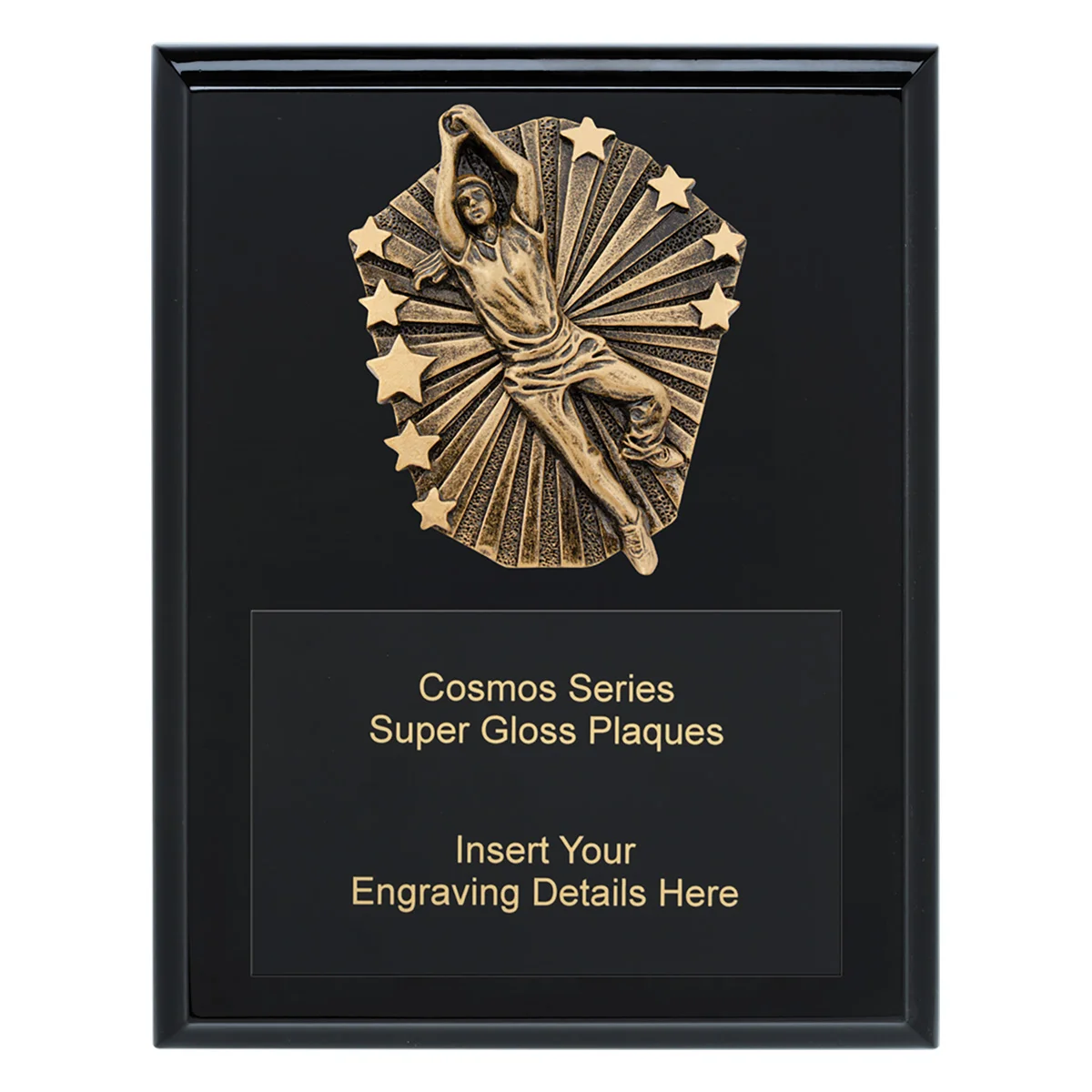 Black cosmos super plaque - female fielding with timber construction