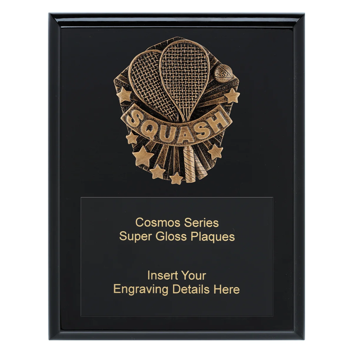 Black cosmos super plaque - squash with timber construction
