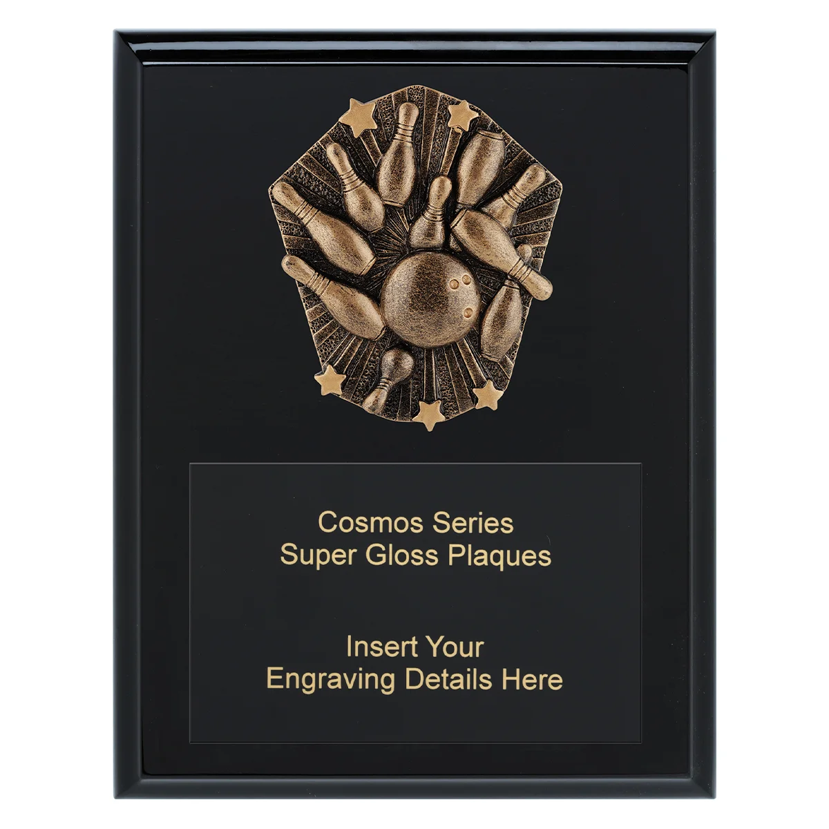 Black cosmos super plaque - tenpin with timber construction