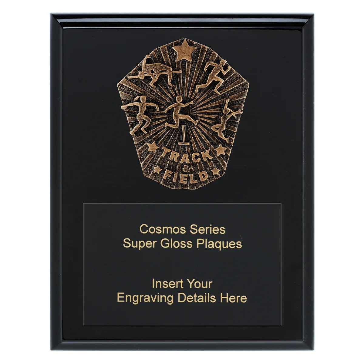 Black cosmos super plaque - track & field with timber construction