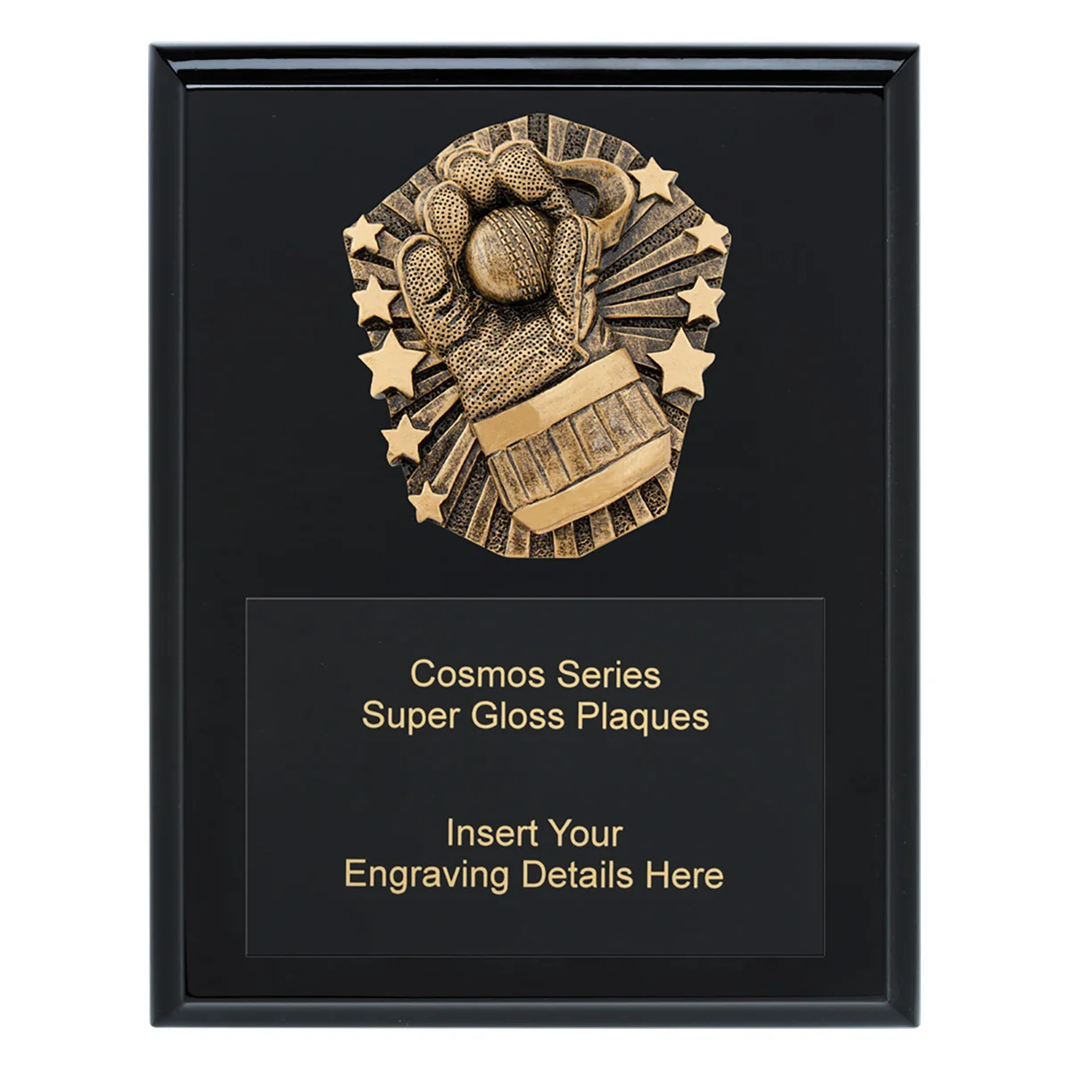 Black cosmos super plaque - wicketkeeper with timber construction