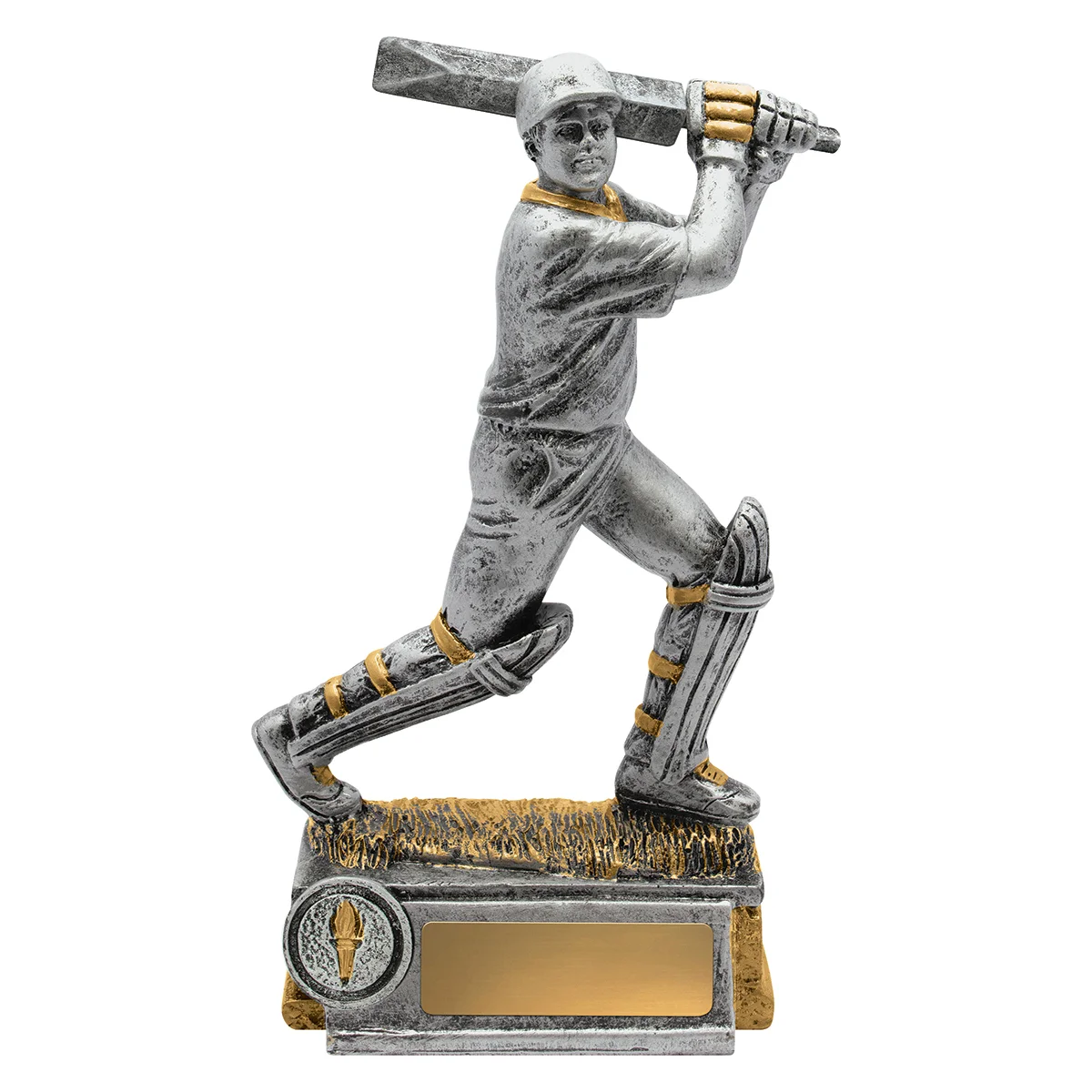 Silver cricket batsman with resin construction
