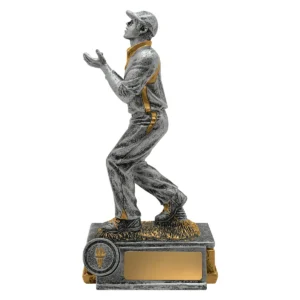 Silver cricket fielder with resin construction