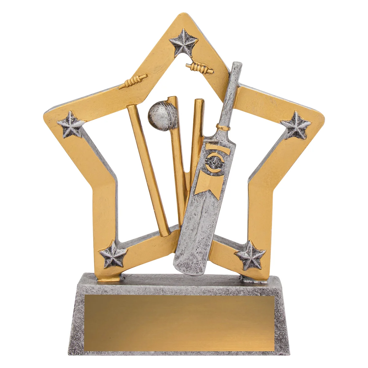 Silver cricket mini star with resin construction