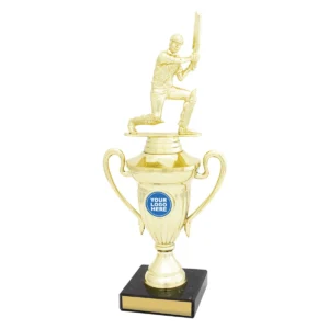 Gold cricket signal cup with plastic / marble construction