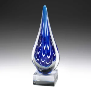 Blue cumulus award with glass construction
