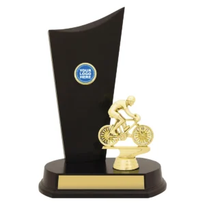 Gold cycling timber crest with plastic / timber construction