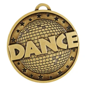 Gold dance glitter medal with metal construction