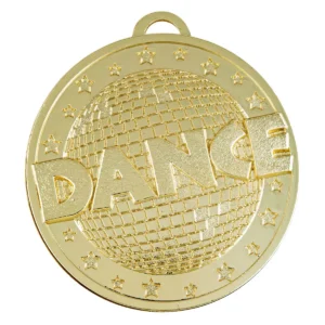 Gold dance glitter shiny medal with metal construction
