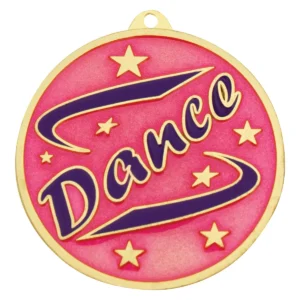 Pink dance medal - the 'word' with metal construction