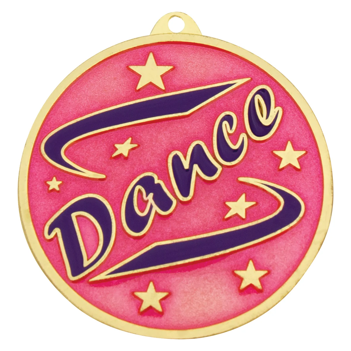 Pink dance medal - the 'word' with metal construction