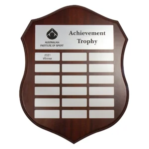 Walnut distinction silver shield with timber construction