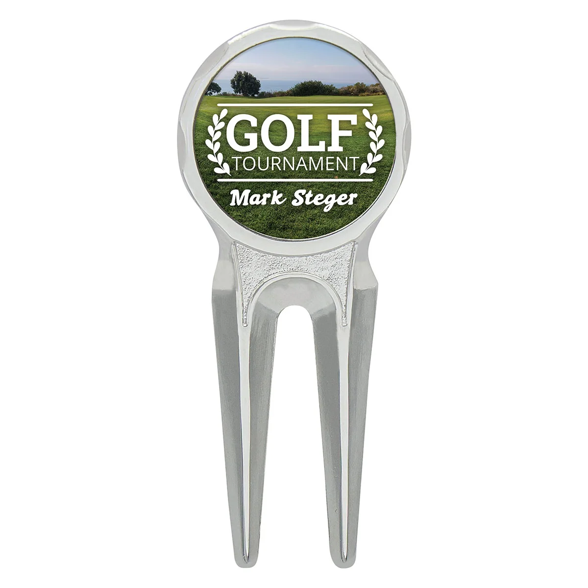 White divot repair tool with metal construction