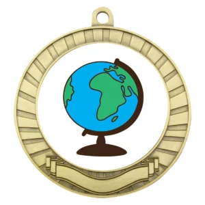 Gold eco scroll - globe with metal construction