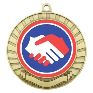 Gold eco scroll - handshake with metal construction