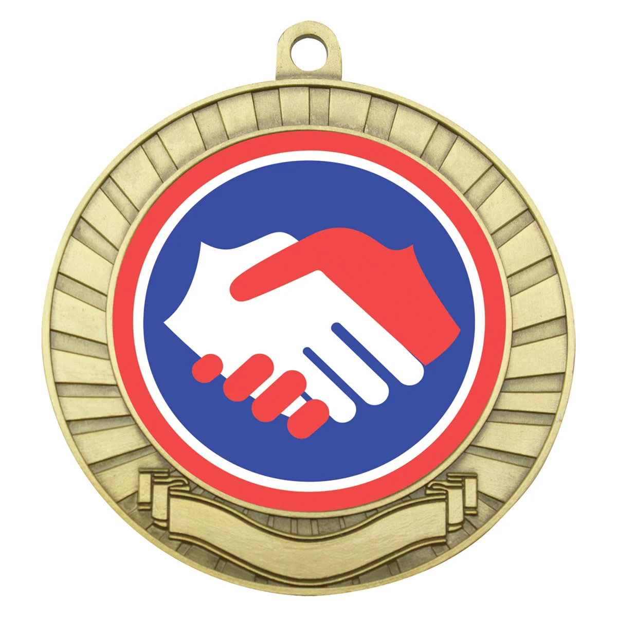Gold eco scroll - handshake with metal construction