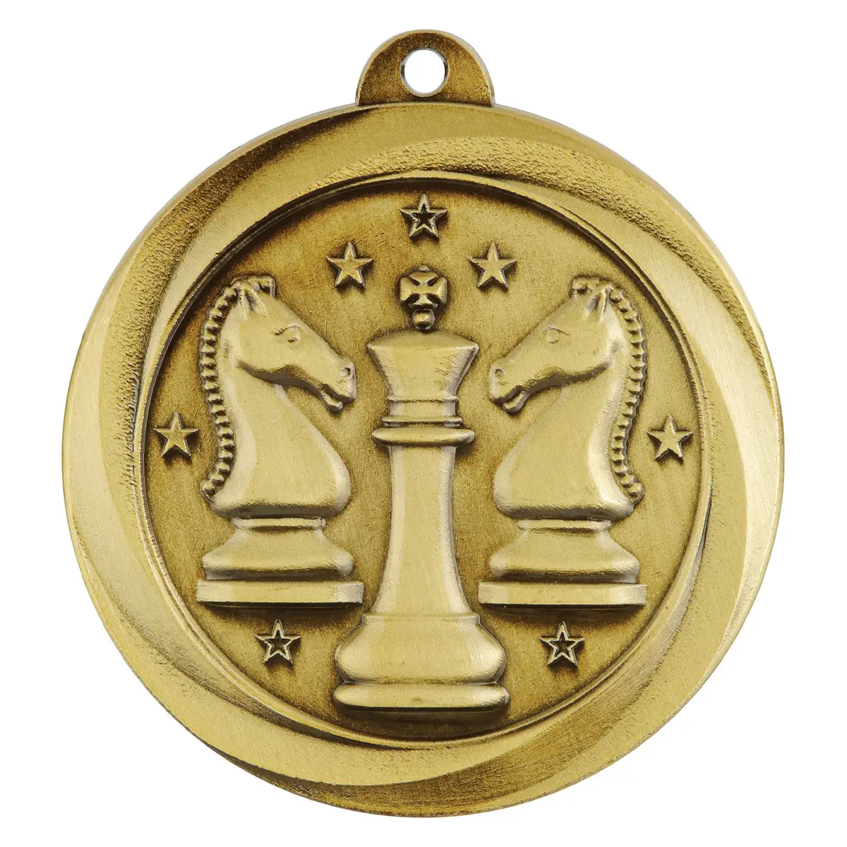 Gold econo chess medal with metal construction