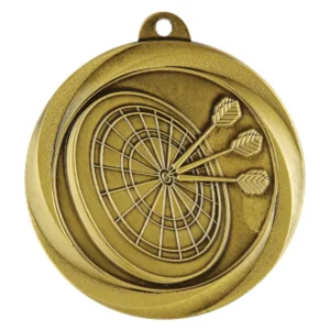 Gold econo darts medal with metal construction
