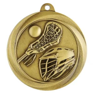 Gold econo lacrosse medal with metal construction