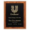Light walnut engraved plaques - black / gold with timber construction