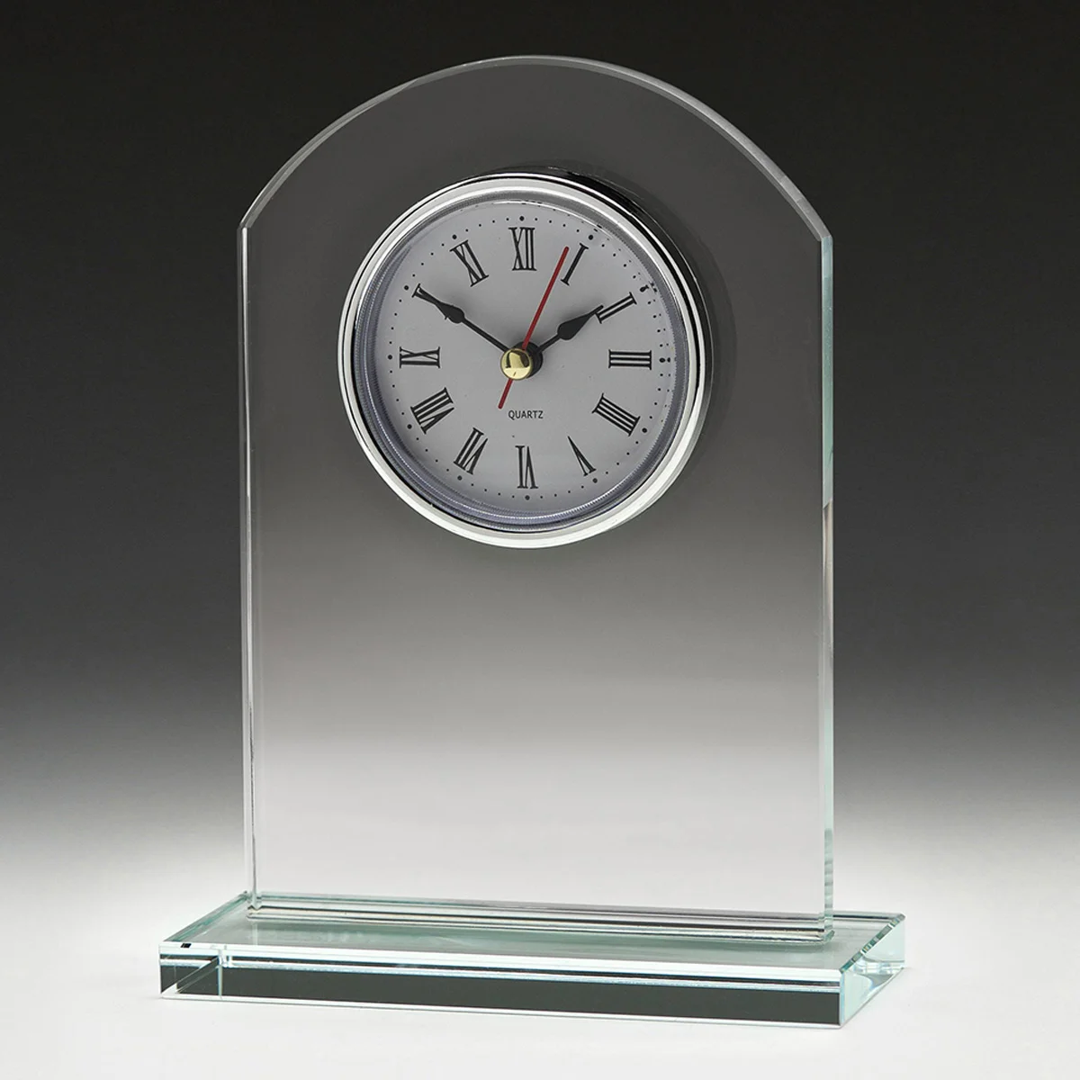 Executive clock with glass construction