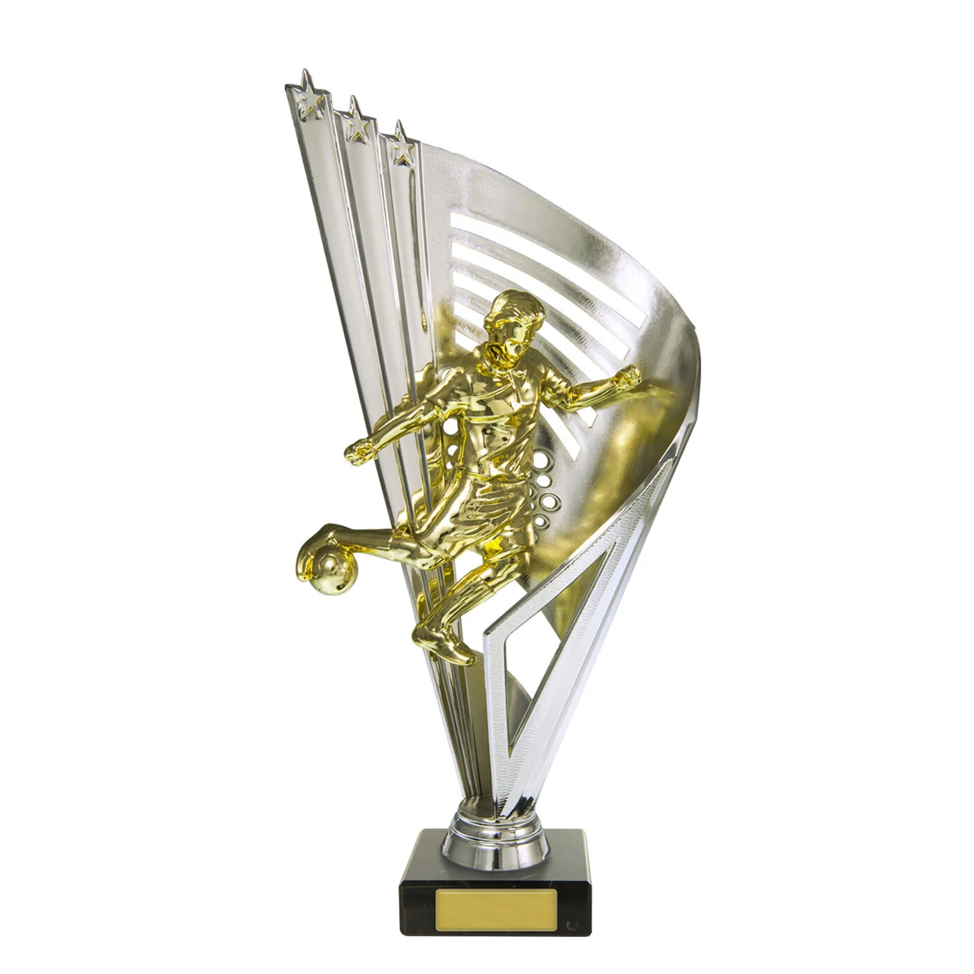 Black / gold / silver figure on column male with plastic / marble construction