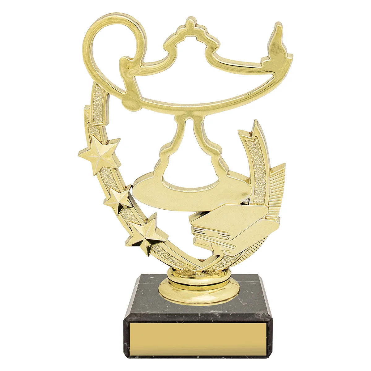 Gold figure trophy - academic with plastic / marble construction