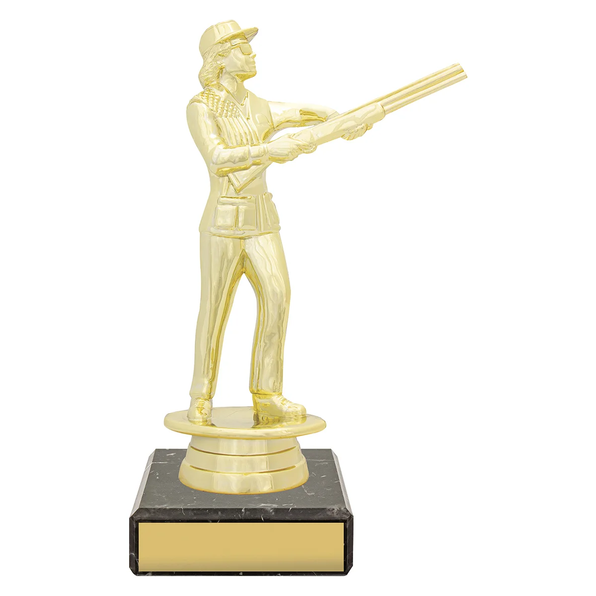 Gold figure trophy - female skeet with plastic / marble construction