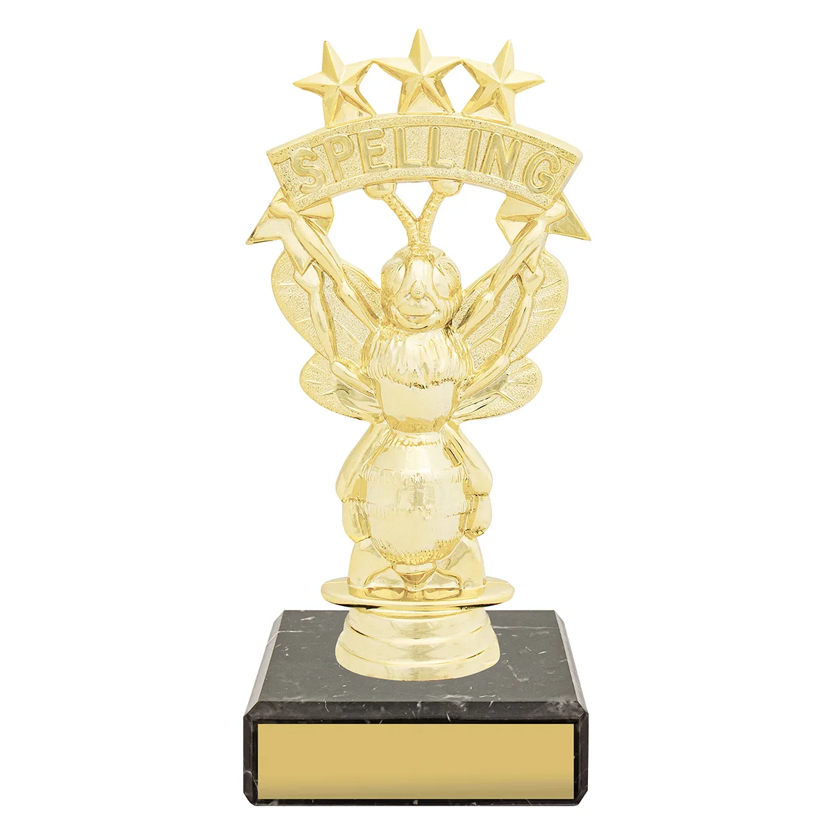 Gold figure trophy - spelling bee with plastic / marble construction